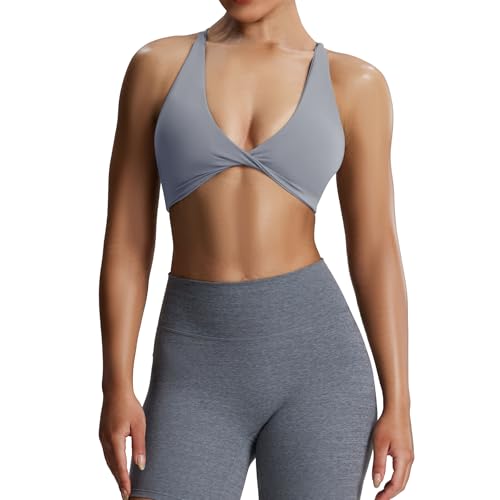 Aoxjox Damen Sienna Low Impact Sport-BH, grau, M von Aoxjox