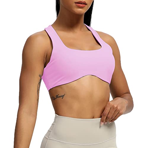 Aoxjox Damen Workout Sport BHs Fitness Rückenfrei Gepolstert Definieren Sculpt Racerback BH Yoga Crop Tank Top, fliederfarben / violett, Medium von Aoxjox