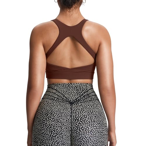 Aoxjox Damen Workout Sport BHs High Impact Fitness Training Gym Khloe BH Yoga Crop Tank, Rum-Rosine, Medium von Aoxjox
