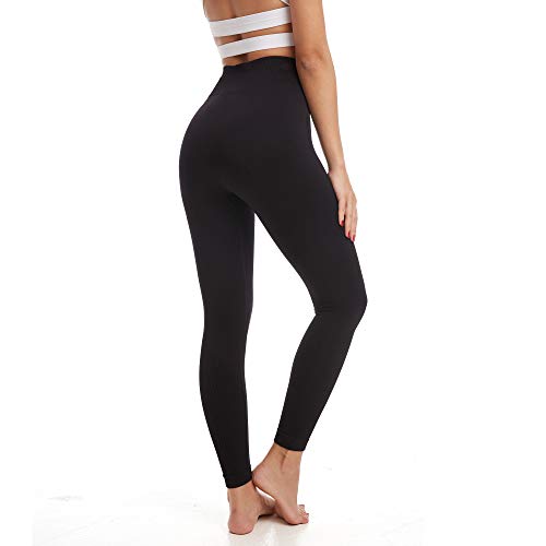 Aoxjox Trainingsleggings mit hoher Taille für Damen, Bauchkontrolle, Luna Buttery, weiche Yogahose, 66 cm, Schwarz, 3X-Groß von Aoxjox