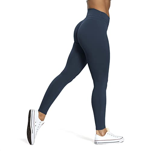 Aoxjox Trainingsleggings mit hoher Taille für Damen, Bauchkontrolle, Luna Buttery, weiche Yogahose, 66 cm, Blaubeer, S von Aoxjox