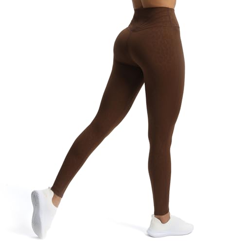 Aoxjox Workout-Leggings für Damen, hohe Taille, Kompression, Bauchkontrolle, Trinity Buttery, weiche Yogahose, 66 cm, Dunkelbrauner Leopardenmuster, 3X-Groß von Aoxjox