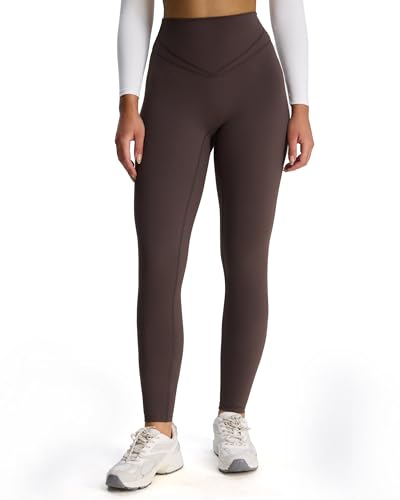 Aoxjox Workout-Leggings mit hoher Taille für Damen, versteckter Scrunch Butt Lifting, Bauchkontrolle, Yogahose, Mulch, M von Aoxjox
