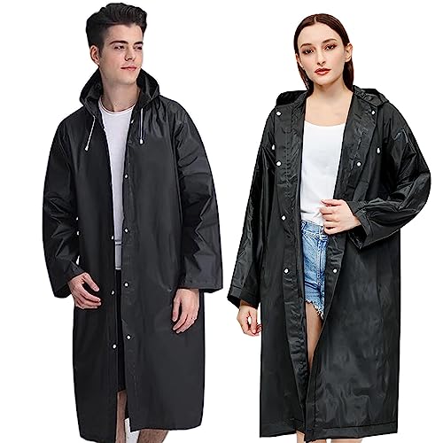 Aoyinfe 2 Stück Regenponcho Regenmantel Herren Damen, Wiederverwendbar Regenbekleidung Regencape Regenjacke Wasserdicht für Disney, Wandern, Radfahren, Camping und Reisen, Schwarz von Aoyinfe