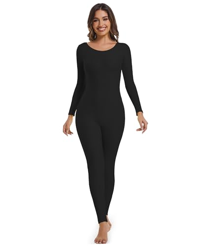 Aoylisey Erwachsene Langarm Plus Size Unitard für Frauen Einteiler Tanzbodys 1201, Schwarz, L von Aoylisey