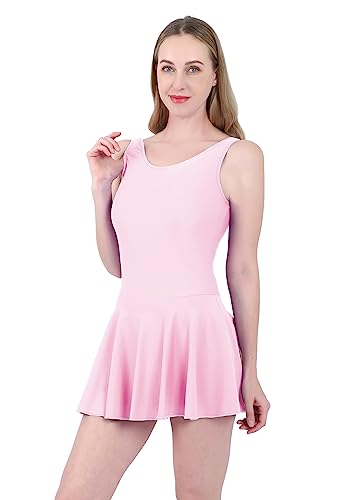 Aoylisey Frauen Tank Ballett Tanz Rock Trikot Gymnastik Ärmellos Bodys Ballerina Outfit HF0366, Blasses Pink, 3XL von Aoylisey