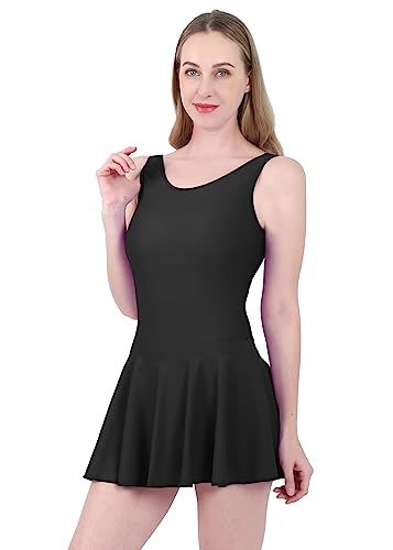 Aoylisey Frauen Tank Ballett Tanz Rock Trikot Gymnastik Ärmellos Bodys Ballerina Outfit HF0366, Schwarz, 3XL von Aoylisey