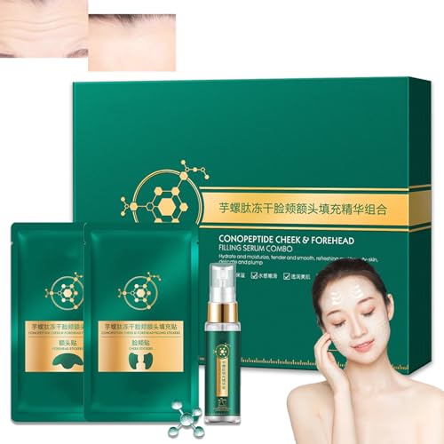 Conopeptide Freeze-Dried Forehead Mask Patch, Jinshane Collagen Lifting Mask, Soluble Freeze-Dried Collagen Film, Jinshane Conopeptide Cheek & Forehead Filling Serum Combo (1 Box) von Aozonyoi