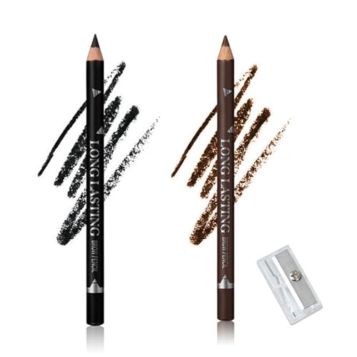 Systemous 24 Hr Waterproof Eyeliner Double Sharpenable Eye Pencil, Systemous Waterproof Eyeliner, 2 in 1 Eyeliner and Eyebrow Pencil, No Smudging, Smooth, Easy to Color (Black+Brown) von Aozonyoi
