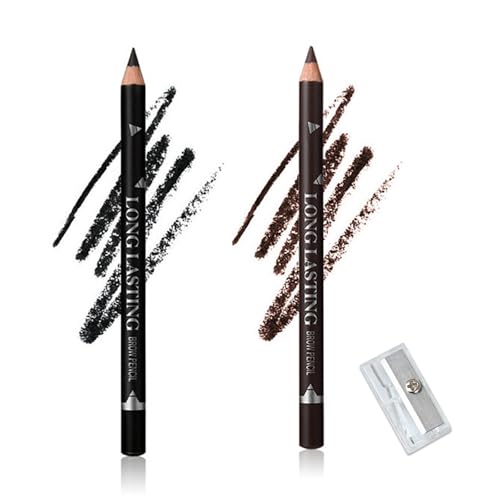 Systemous 24 Hr Waterproof Eyeliner Double Sharpenable Eye Pencil, Systemous Waterproof Eyeliner, 2 in 1 Eyeliner and Eyebrow Pencil, No Smudging, Smooth, Easy to Color (Black+Dark Brown) von Aozonyoi