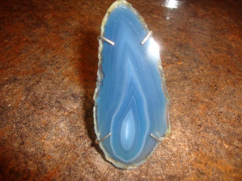 Achat Statement Ring - Große Blaue Scheibe Ist 65x30 Mm Groß in Rustikale Massiv Silber Krallen Gesetzt. Größe 8 Bis 8, 5 Bereit Zum Versand Fett von ApacheMoon