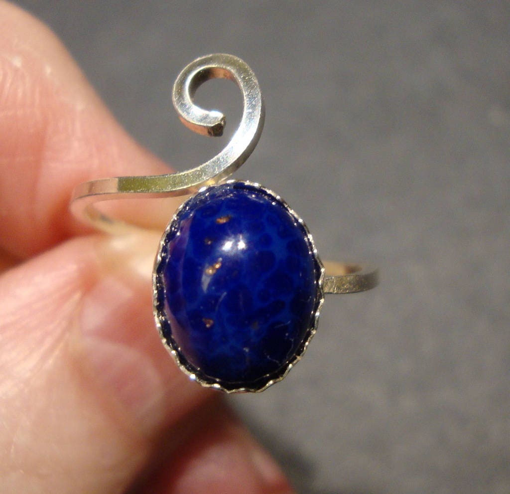 Lapis Ring Verstellbar -Wählen Sie Die Größen 3 Bis 15- 10 X 8 Mm Massiv Silber | 925 Sterling Silber Made in Usa Von Mir - Solitär Oder Midi von ApacheMoon