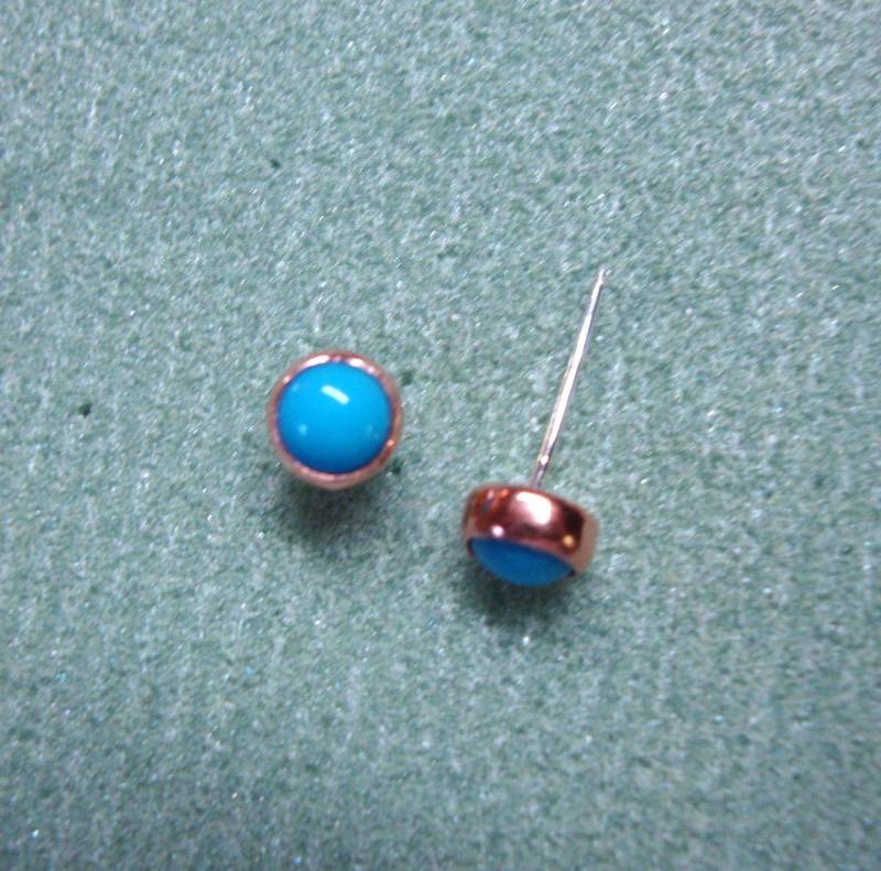 Ohrstecker -Blauer Türkis - Kupfer Lünette Becher Auf Umweltfreundlichen Recycelten Sterling Silber Stecker & Kupplungen -Sim Dornröschen 5 Mm von ApacheMoon