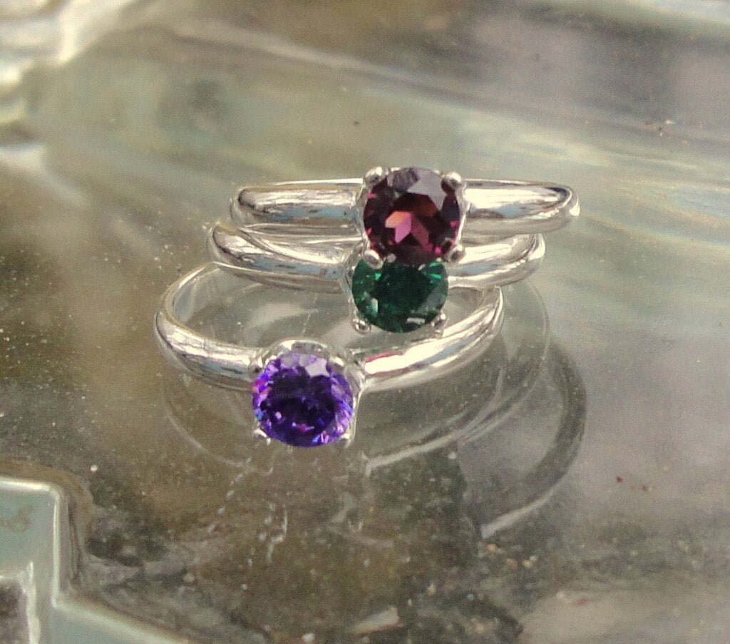 Ring 5 Mm Geburtsstein Aus Massivem Sterling Silber - Massiv Gold Verfügbar - 14G Stunden Nach Maß in Den Usa Von Mir -Jeder Geburtsstein Ring 5 Mm Geburtsstein Aus Massivem Sterling Silber - Massiv Gold Verfügbar - 14G Stunden Nach Maß in Den Usa Von Mir -Jeder Geburtsstein von ApacheMoon