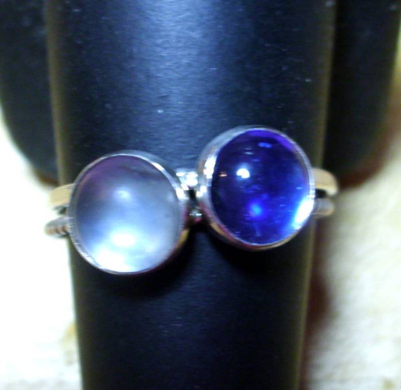 Ring Blau 2 Blau Solide Umwelt Sterling Silber - Größe 7, 5 Ready To Mail 7 Mm Stein 16 G Bands- Set Von Ringen von ApacheMoon