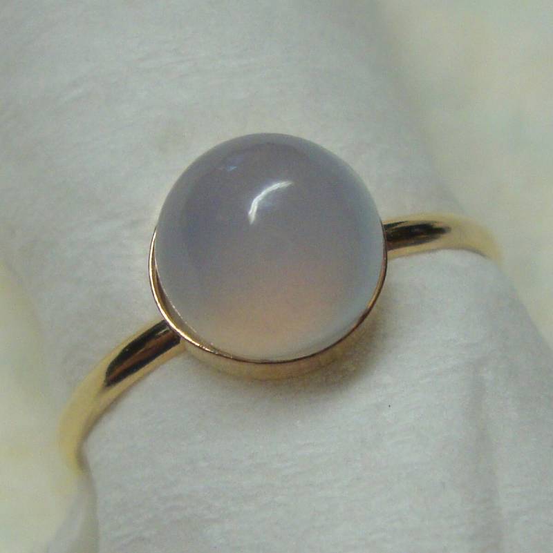 Ring Nebelblauer Chalcedon Gefasst in 585Er Oder 500Er Gold - Sonderanfertigung Eurer Größe von ApacheMoon