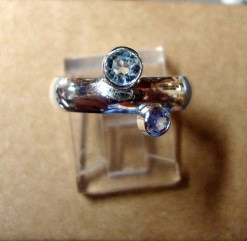 Ring Tansanit & Topas Sterlingsilber W 3 Mm Und 4 Konfliktfrei Natur - Blau + Lila von ApacheMoon