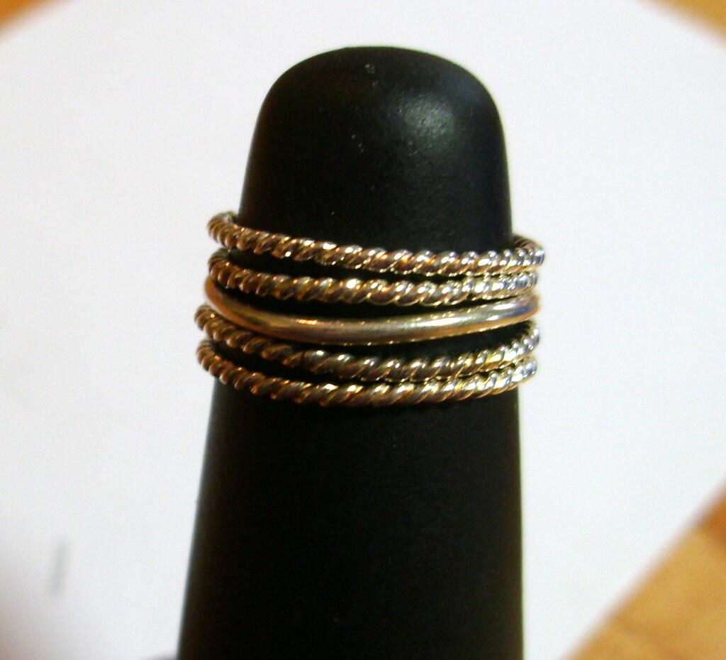 Ringset 5 Stapelringe - Verschiedene Midi Ringe Sterling Silber Umweltfreundlich Recycelt von ApacheMoon