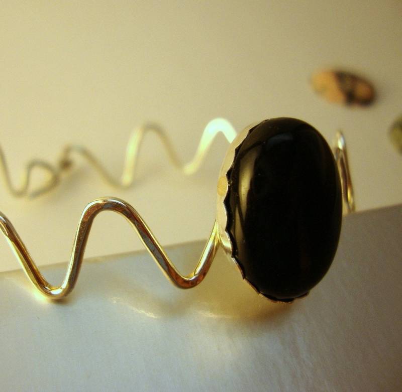 Unikat Zigzag Armband .925 Sterling Silber Mit Onyx Stein - Wunschmaß von ApacheMoon