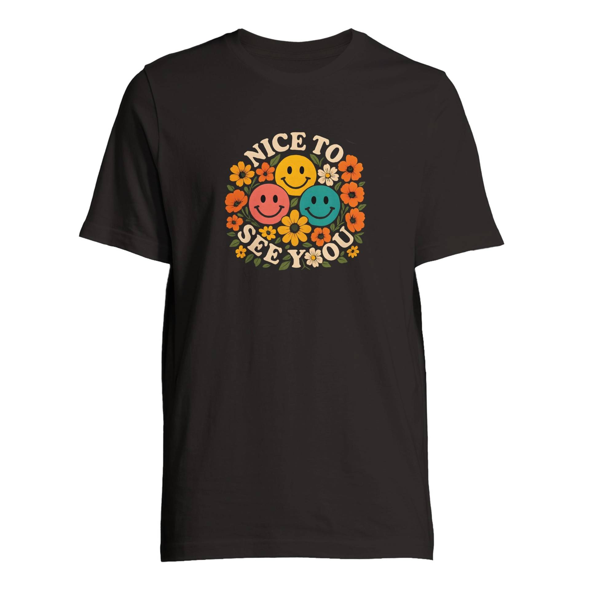 Nice To See You Shirt - Retro Flower Power Smiley Design Buntes Hippie Vintage T-Shirt Gute Laune Mode Für Dich Nice To See You Shirt - Retro Flower Power Smiley Design Buntes Hippie Vintage T-Shirt Gute Laune Mode Für Dich von ApadisApparel
