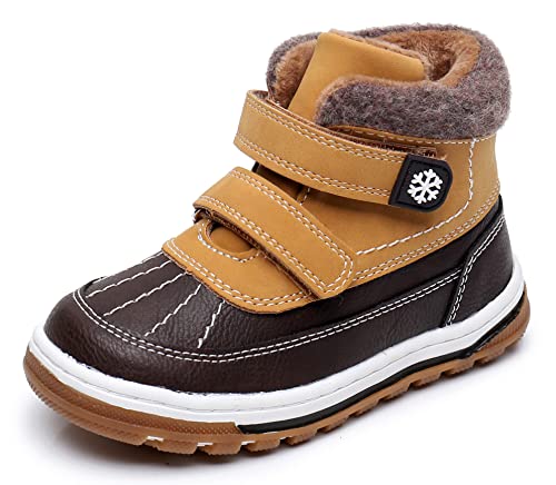 Apakowa Baby-Jungen Warm Gefütterte Kinder Stiefel Stiefeletten Herbststiefe (Farbe: Kamel, Größe: 27) von Apakowa