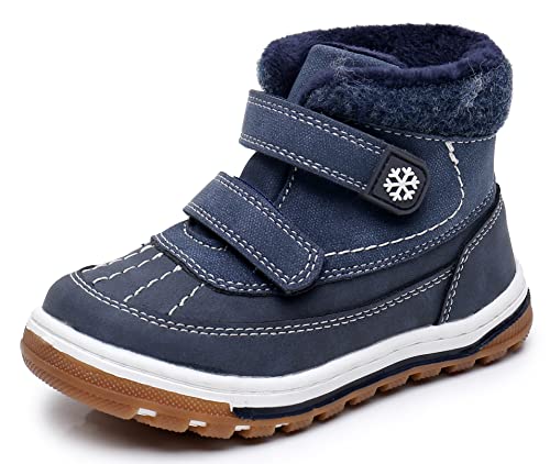 Apakowa Baby-Jungen Warm Gefütterte Kinder Stiefel Stiefeletten Herbststiefe (Farbe: Navy, Größe: 22) von Apakowa