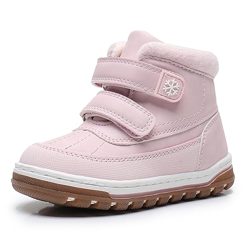 Apakowa Baby-Jungen Warm Gefütterte Kinder Stiefel Stiefeletten Herbststiefe (Farbe: Rosa, Größe: 25) von Apakowa