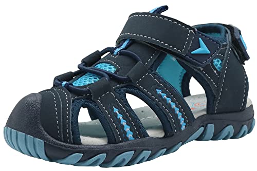 Apakowa Baby Kleine Junge Sommer Geschlossene Zehen Athletic & Outdoor Wandern Strandsandalen Sport-Trail-Sandalen für Kinder mit Klettverschluss von Apakowa