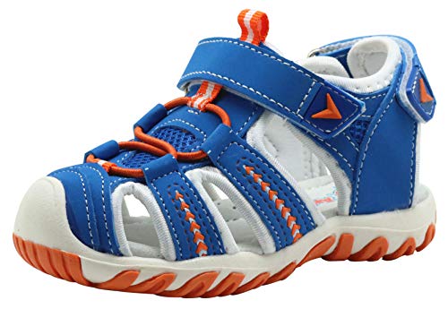 Apakowa Baby Kleine Junge Sommer Geschlossene Zehen Athletic & Outdoor Wandern Strandsandalen Sport-Trail-Sandalen für Kinder mit Klettverschluss von Apakowa