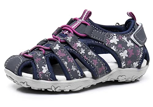 Apakowa Baby Kleine Mädchen Sommer Geschlossene Zehen Athletic & Outdoor Wandern Strandsandalen Sport-Trail-Sandalen für Kinder mit Klettverschluss von Apakowa