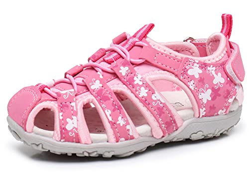 Apakowa Baby Kleine Mädchen Sommer Geschlossene Zehen Athletic & Outdoor Wandern Strandsandalen Sport-Trail-Sandalen für Kinder mit Klettverschluss von Apakowa