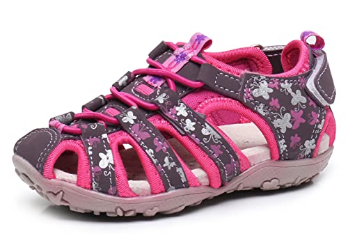 Apakowa Baby Kleine Mädchen Sommer Geschlossene Zehen Athletic & Outdoor Wandern Strandsandalen Sport-Trail-Sandalen für Kinder mit Klettverschluss von Apakowa