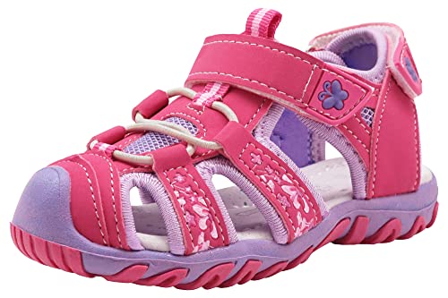 Apakowa Baby Kleine Mädchen Sommer Geschlossene Zehen Athletic & Outdoor Wandern Strandsandalen Sport-Trail-Sandalen für Kinder mit Klettverschluss von Apakowa