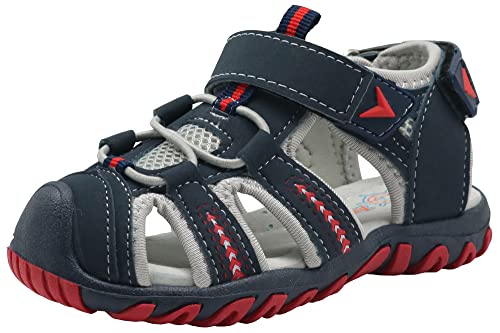 Apakowa Baby Kleine Junge Sommer Geschlossene Zehen Athletic & Outdoor Wandern Strandsandalen Sport-Trail-Sandalen für Kinder mit Klettverschluss von Apakowa