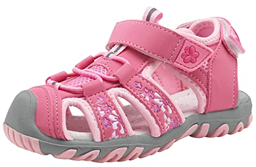 Apakowa Baby Kleine Mädchen Sommer Geschlossene Zehen Athletic & Outdoor Wandern Strandsandalen Sport-Trail-Sandalen für Kinder mit Klettverschluss von Apakowa