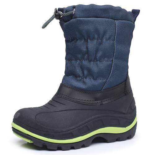 Apakowa Jungen Mädchen Schneestiefel Outdoor Rutschfeste Isolierte wasserdichte Winter Schneestiefel (Farbe : BlackNavy, Größe : 28) von Apakowa