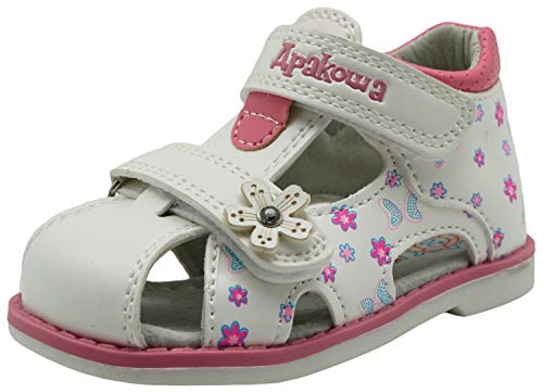 Apakowa Kinderschuhe Mädchen Geschlossene Sandalen Riemchensandalen (Color : White, Size : 25 EU) von Apakowa