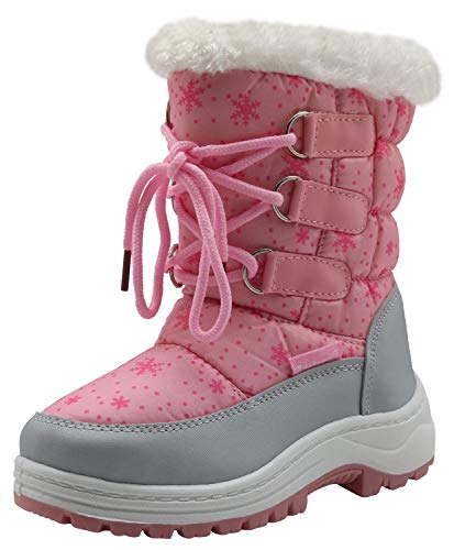 Apakowa Winterstiefel Jungen Schneestiefel Mädchen Warm Winterschuhe für Reißverschluss Herbst Winter Outdoor (Color : Pink, Size : 24 EU) von Apakowa