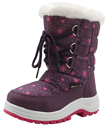 Apakowa Winterstiefel Jungen Schneestiefel Mädchen Warm Winterschuhe für Reißverschluss Herbst Winter Outdoor (Color : Purple, Size : 28 EU) von Apakowa