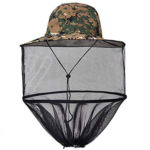 Apanphy® Outdoor Angel Hut Kappe, Fishing Hat Cap Angel Netz Hute Kopfbedeckungen Sonne Hut Sommer Angelhut Eimer Hut mit Netzgitter für Männer Frauen im Freien Angeln Gesicht Schützen - Tarngrün von Apanphy