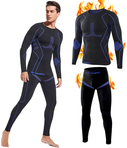 Apanphy® Thermounterwäsche Herren Atmungsaktiv Thermoaktiv Funktionswäsche Herren Schnelltrocknendes Funktionsunterwäsche Herren Set Flexibel Skiunterwäsche Herren Warme Unterwäsche für Outdoor Sports von Apanphy