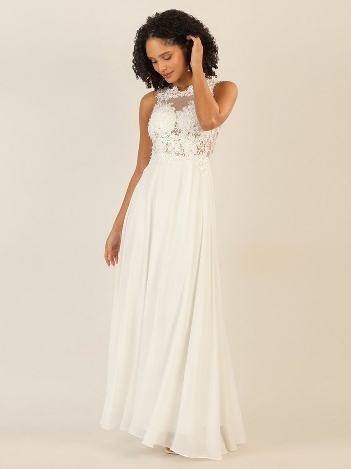 Apart Abendkleid im Materialmix aus bestickter Spitze und Chiffon von Apart