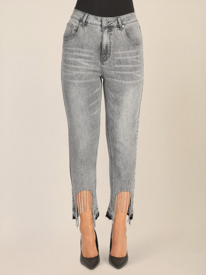 Apart Bootcut-Jeans mit Kristallstein Fransen am Saum von Apart