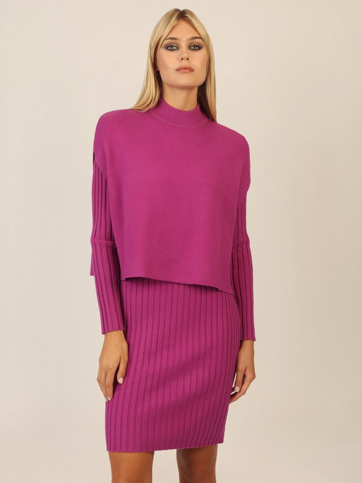 Apart Strickkleid aus Rippenstrickkleid und ärmellosem Pullunder von Apart