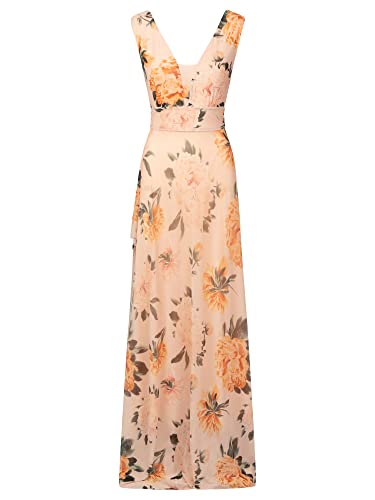 ApartFashion Damen Chiffonkleid Kleid, Apricot-multicolor, 40 EU von ApartFashion