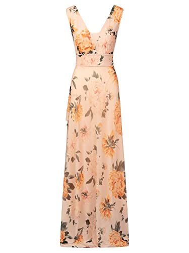ApartFashion Damen Chiffonkleid Kleid, Apricot-multicolor, 44 EU von ApartFashion