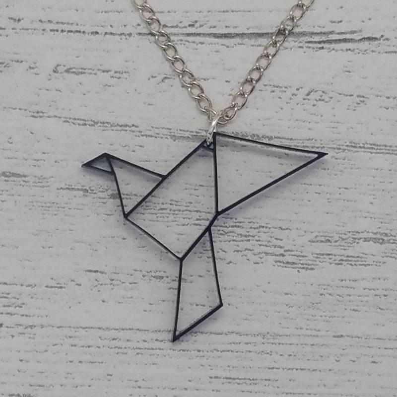 Origami Fliegenden Vogel Acryl Halskette - Schwarz von Apartment47