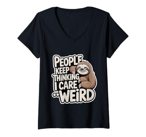 Damen People Keep Thinking I Care Weird Sarcastic Introvert - T-Shirt mit V-Ausschnitt Damen People Keep Thinking I Care Weird Sarcastic Introvert - T-Shirt mit V-Ausschnitt von Apathischer Stimmung sarkastischer Humor