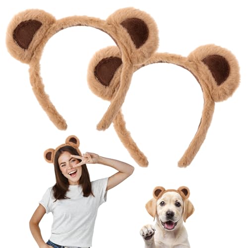 2 Stück Bärenohren-Stirnband,Plüsch Tier Ohren Stirnband,Tierohren Kopfbedeckung Haarband,Cartoon Tierohren Haarschmuck,Bären Ohren Haarreif,für Erwachsene Kinder Halloween Karneval Cosplay Kostüm von Apausvcm