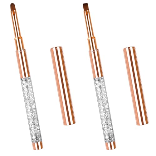 2 Stück Gel Pinsel Für Nägel mit Deckel,Pinsel Für Gelnägel,Nageldesign Pinsel,Nagelbürste,Nagelkunst Designpinsel,Nagel Zubehör UV Strassgriff Gel Nagelkunstpinsel Malpinsel Werkzeug für Frauen von Apausvcm